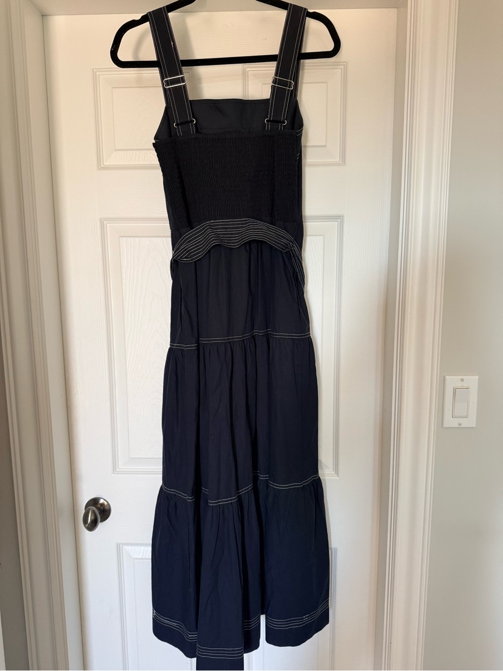 Women’s Navy Blue Tiered Sundress with Belt - Picture 2 of 2